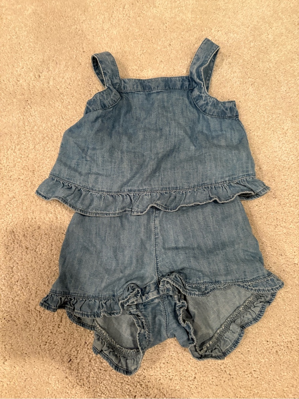 GAP Light Blue Denim Ruffle Romper - Girls